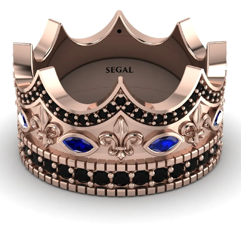 women's ethically sourced rings-Royal Black Diamond Crown Ring For Men - Harold No. 44