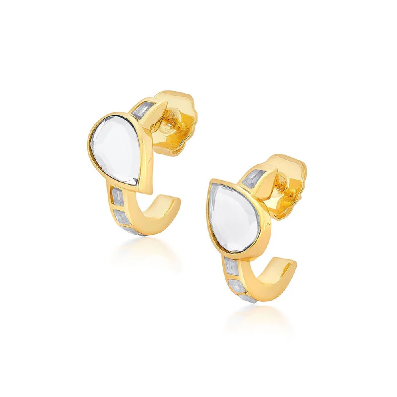 women's cartoon-themed earrings-Isharya Nuit Mirror Huggies In 18Kt Gold Plated