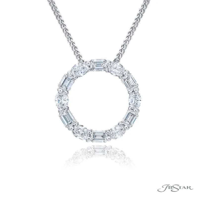 women's diamond necklaces-Lady's White Platinum Necklace With Emerald and Diamonds