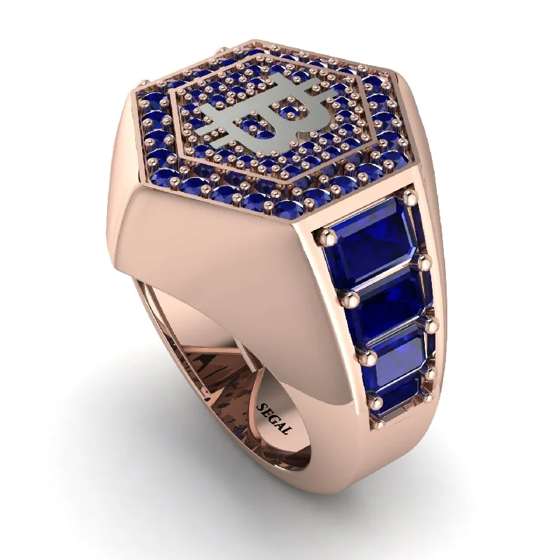 women's personalized rings-Bitcoin Sapphire Signet Ring - Axel No. 44