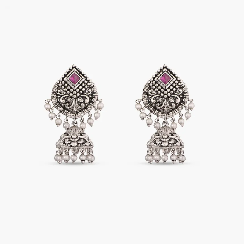 women's romantic earrings-Maati Classic Antique Oxidized Jhumki Earrings