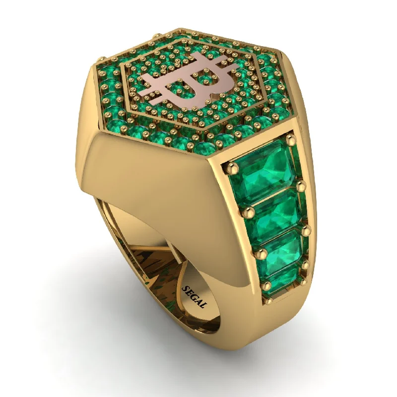 women's delicate charm rings-Bitcoin Emerald Signet Ring - Axel No. 13