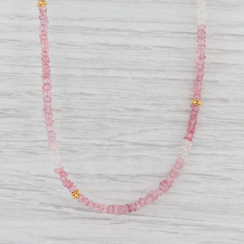 women's sapphire necklaces-New Nina Nguyen Pink Topaz Bead Necklace Sterling Gold Vermeil Adjustable Long