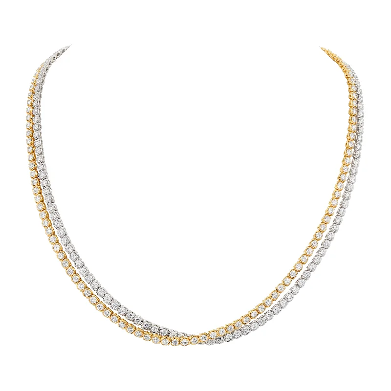 women's wishbone necklaces-18kt Yellow and White gold double layered diamond necklace