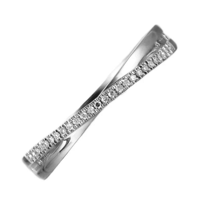 women's nature-inspired rings-14K White Gold Diamond Stackable Ring