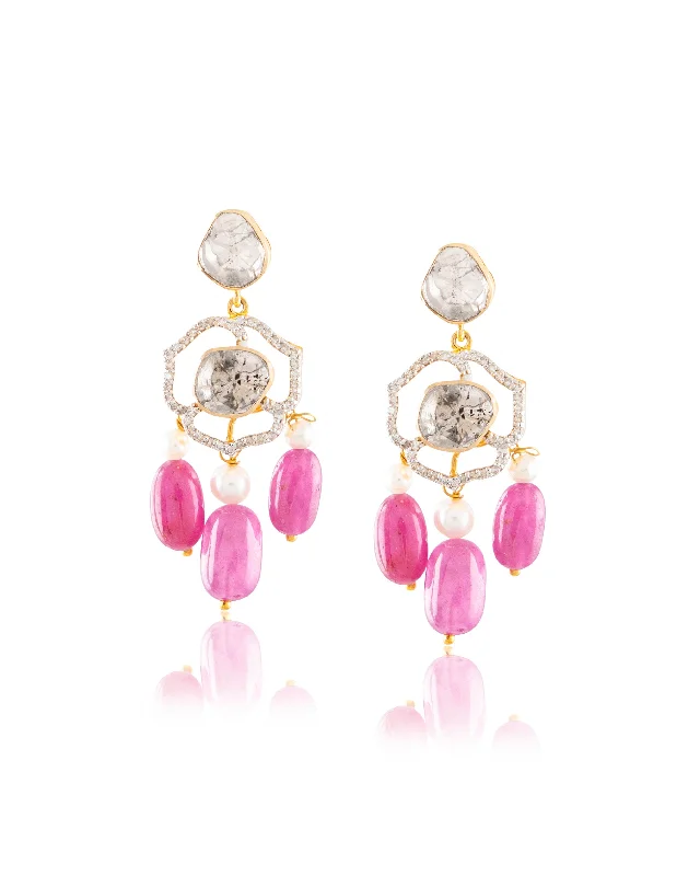 women's hoop earrings-Rateeka Polki And Diamond Long Earrings