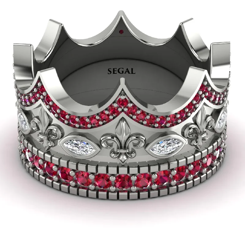 women's stacked rings-Royal Ruby Crown Ring For Men - Harold No. 48