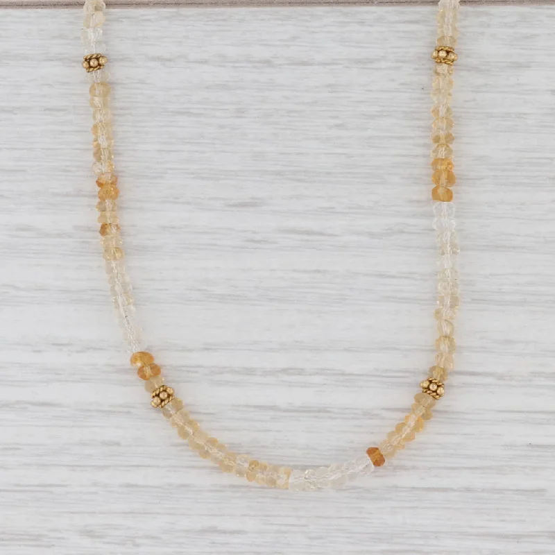 women's unique necklaces-New Nina Nguyen Crystal Citrine Bead Necklace Sterling Gold Vermeil Adjustable