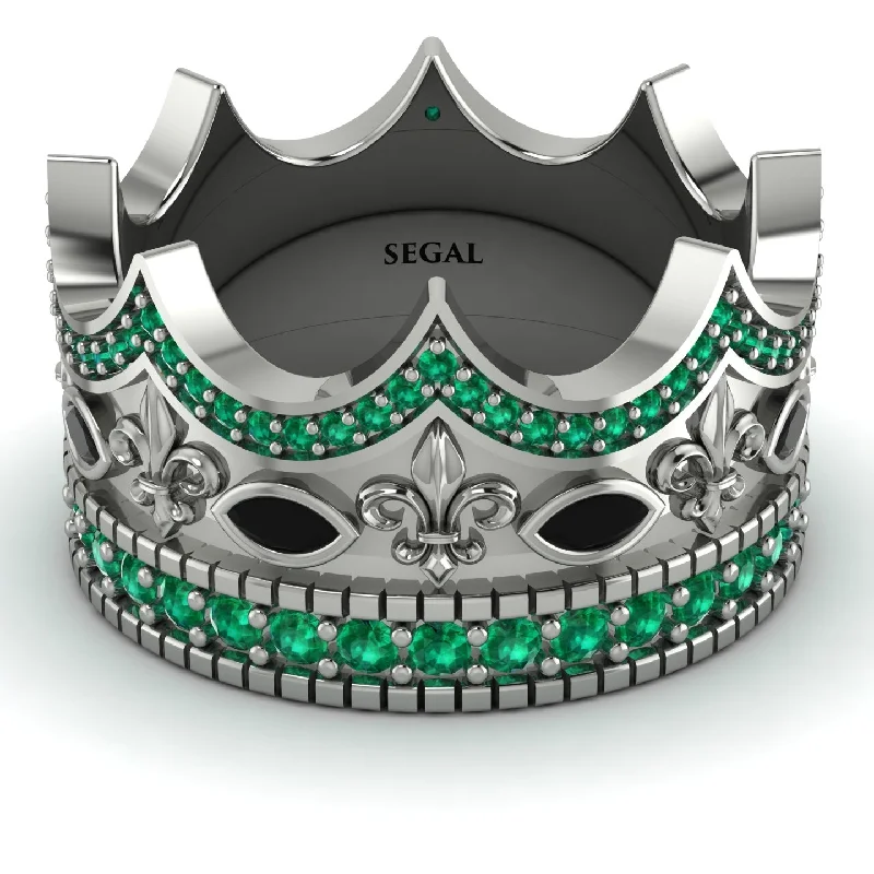 women's promise rings-Royal Emerald Crown Ring For Men - Harold No. 24