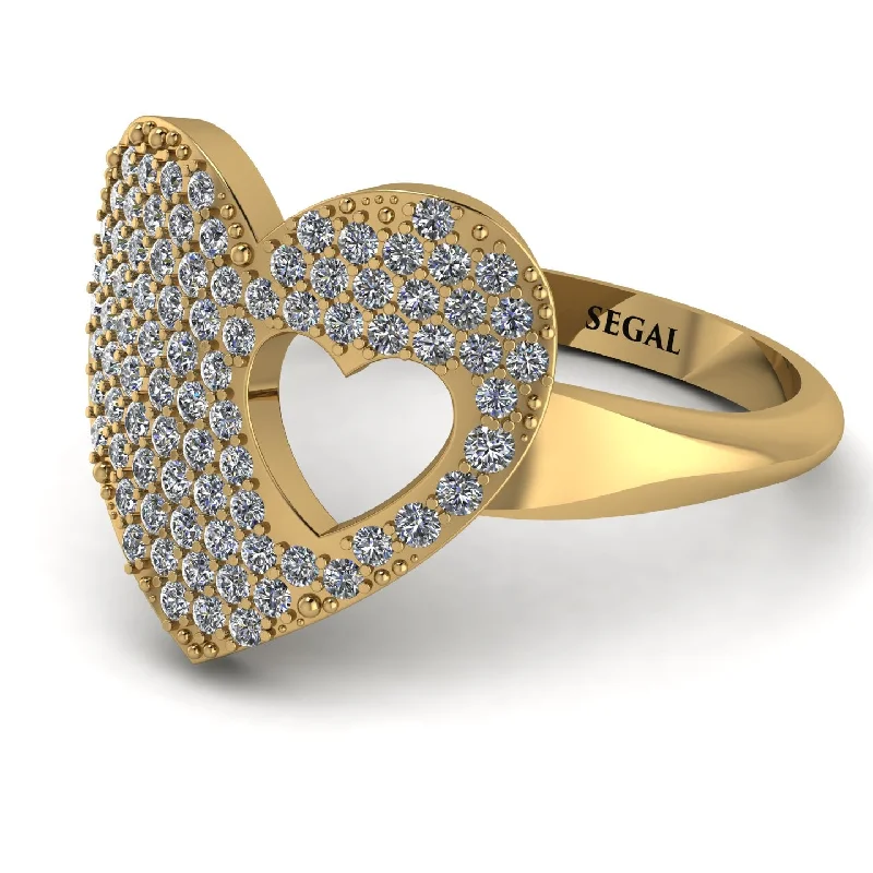 women's best friend rings-Diamond Heart With Missing Piece - Camille No. 1