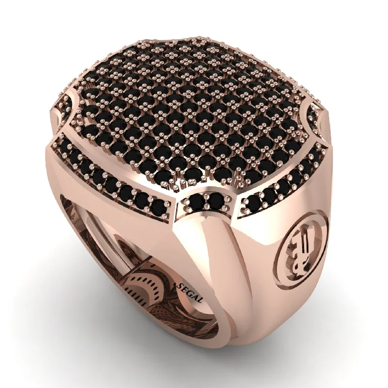 women's halo rings-Black Diamond Men Signet Ring - Carl No. 11