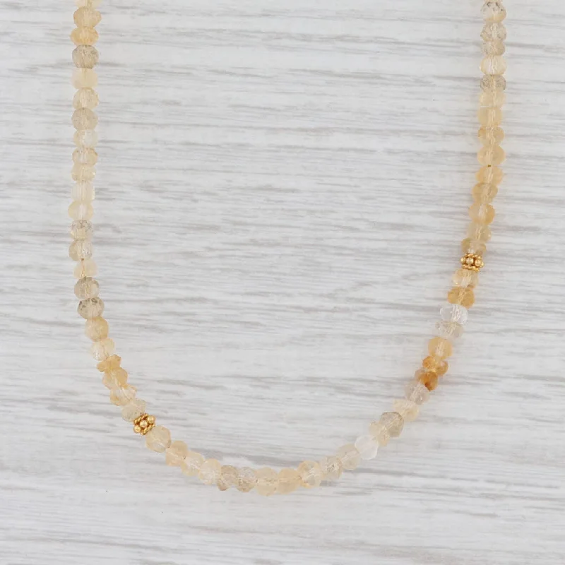 women's lightweight necklaces-New Nina Nguyen Harmony Long Necklace Citrine Bead Sterling Gold Vermeil Layer