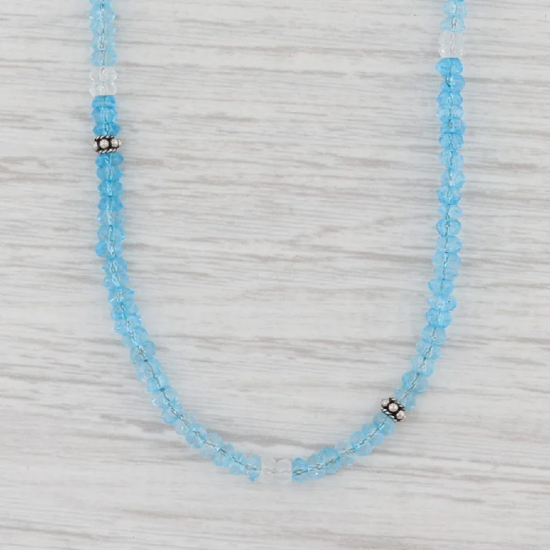 women's protective necklaces-New Nina Nguyen Blue Topaz Bead Necklace Sterling Silver 32-36.5" Adjustable