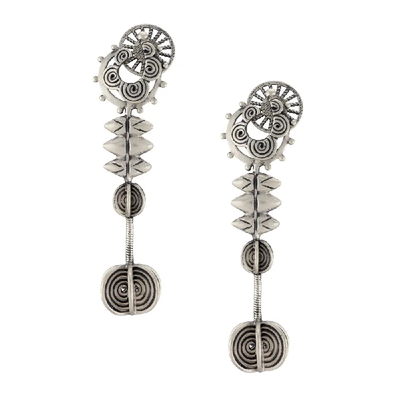 women's acrylic earrings-Masaba Silver Brass Earrings