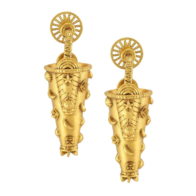 women's sun and moon earrings-Masaba Gold Brass Earrings