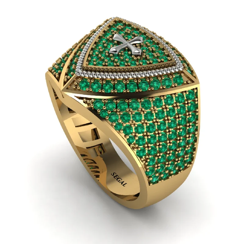 women's star rings-Emerald Men Signet Ring - Roger No. 16