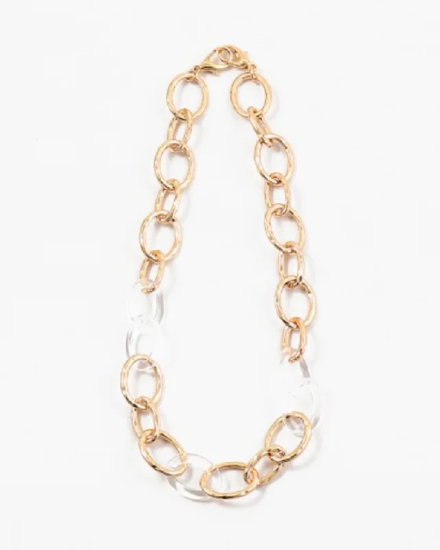 women's elegant necklaces-Gold and Clear Link Necklace