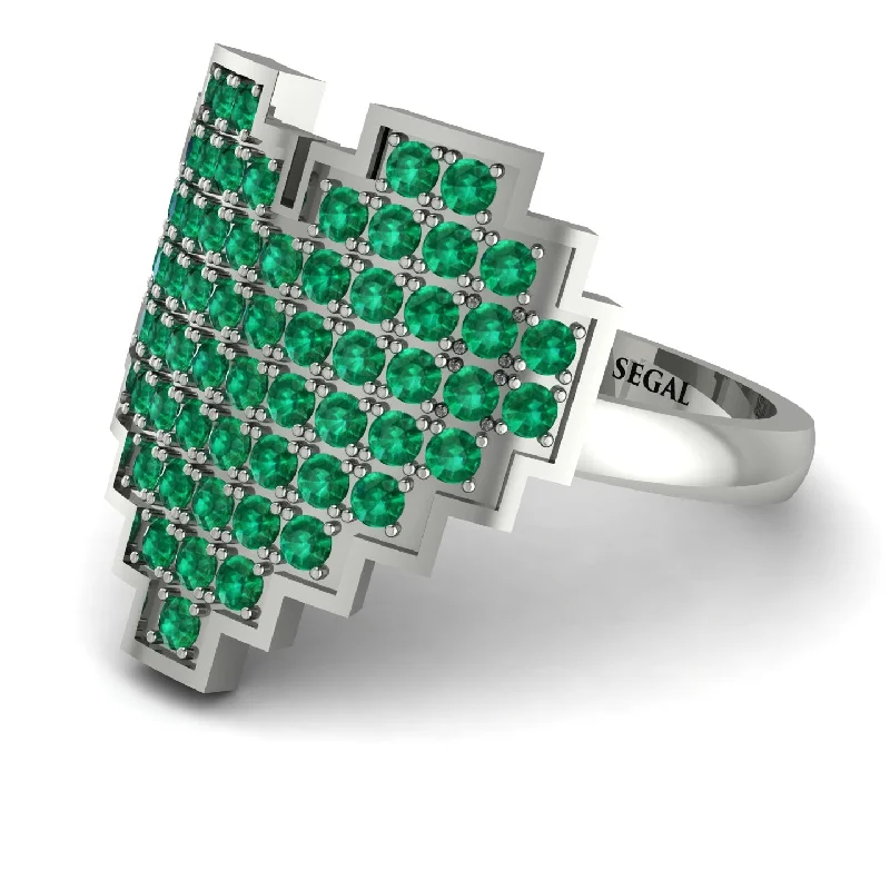 women's diamond rings-Full Heart Emerald Ring - Zara No. 6