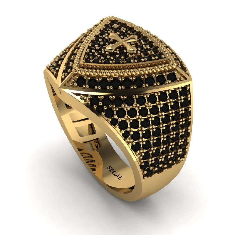 women's personalized rings-Black Diamond Men Signet Ring - Roger No. 19