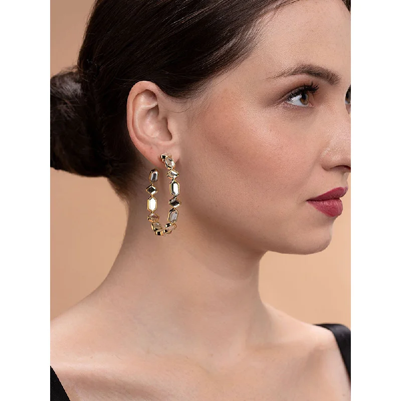 women's ethically sourced earrings-Isharya Amara Mirror Cupola Hoop Earrings in 18kt Gold Plated