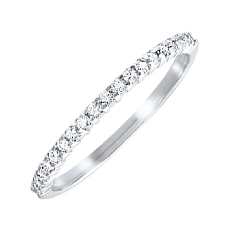 women's unique rings-10K White Gold Diamond Stackable Ring