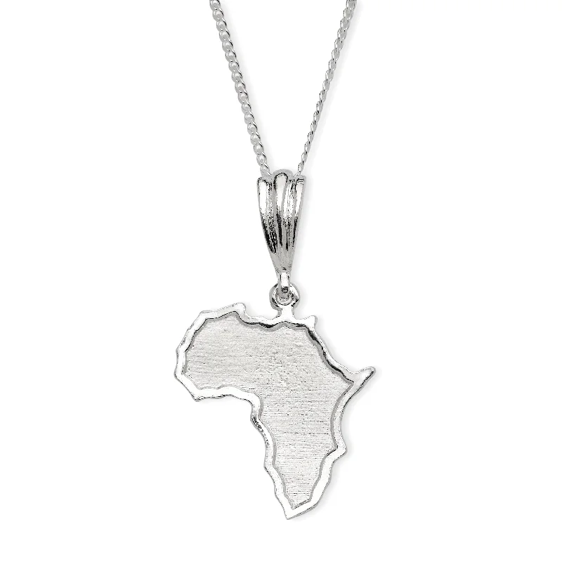 women's rose gold necklaces-Large African Map .925 Sterling Silver Pendant Necklace