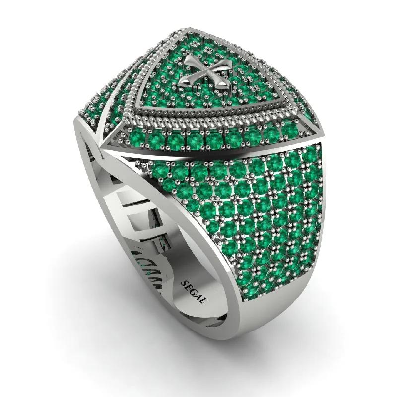 women's infinity rings-Emerald Men Signet Ring - Roger No. 18