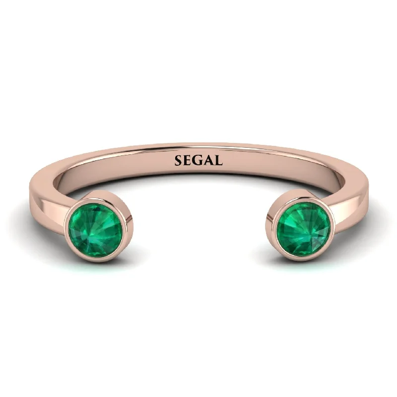 women's engraved rings-Upside Down Diamond Open Emerald Ring - Melody No. 5