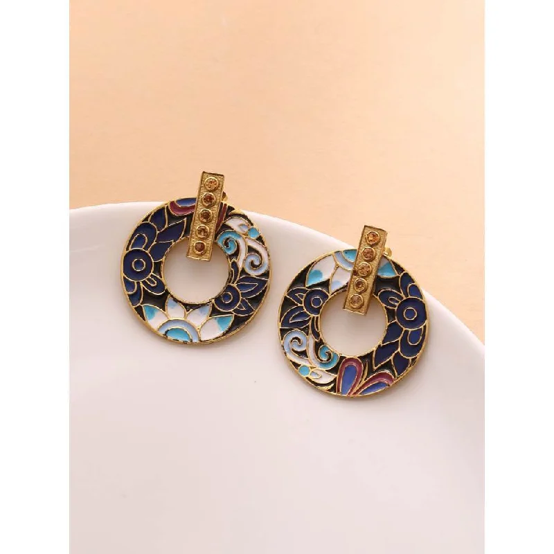 women's rose gold earrings-Zurooh Floral Multi Colour Enamel Studs