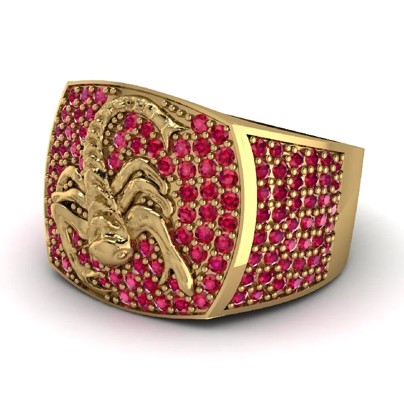 women's winter rings-Scorpion Men Ruby Signet Ring - Sean No. 10