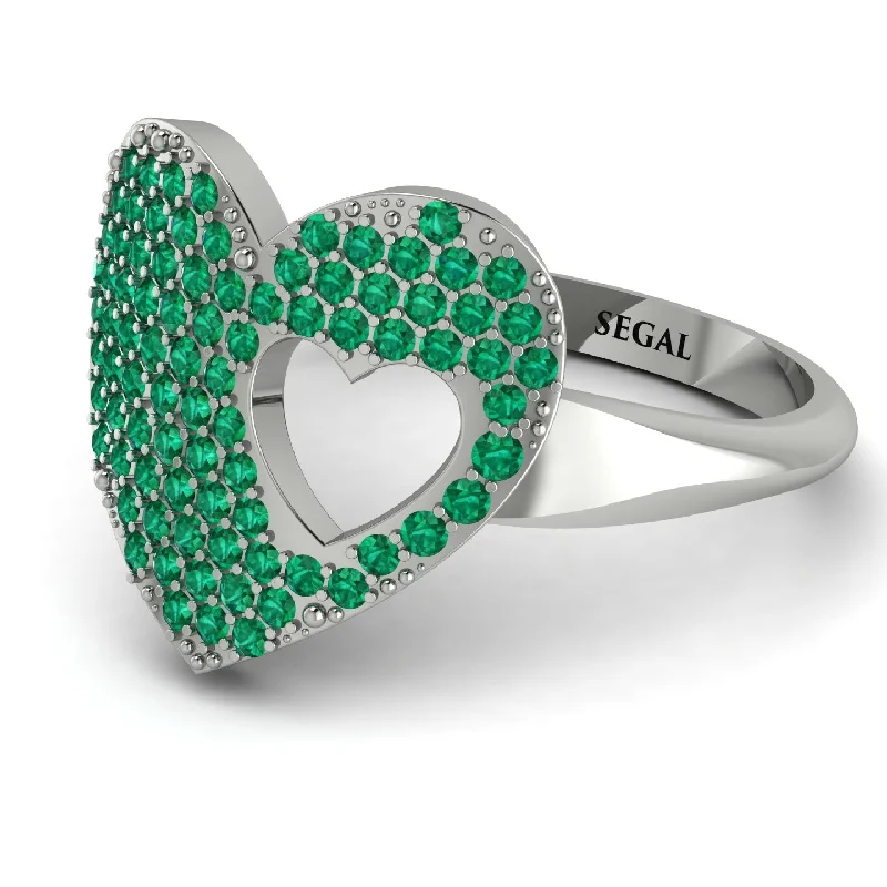 women's ethically sourced rings-Emerald Heart With Missing Piece - Camille No. 6