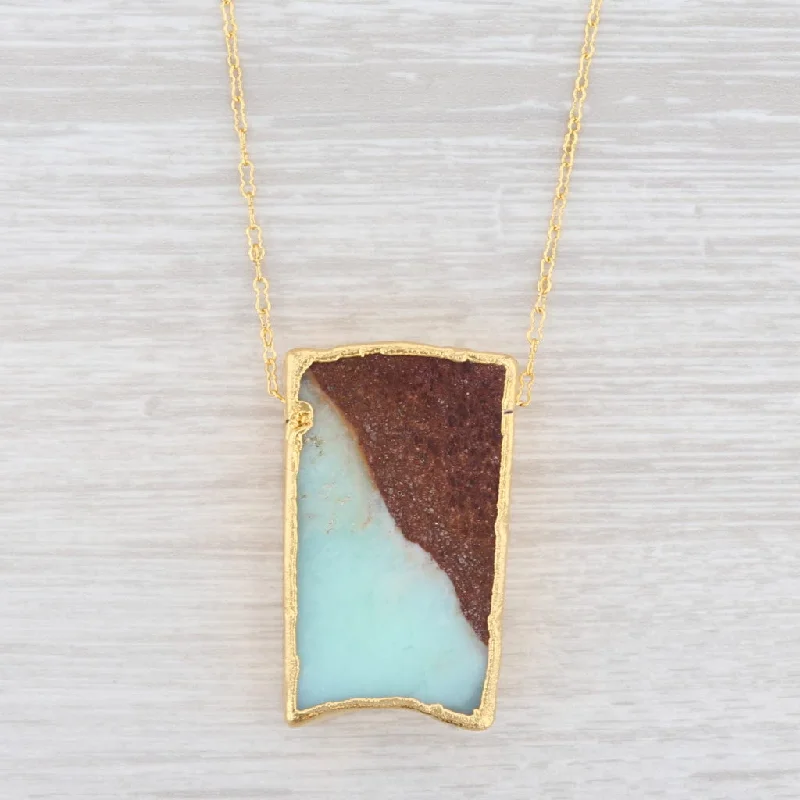 women's chunky necklaces-New Nina Nguyen Spirit Necklace Chrysoprase Crinkle Chain Sterling Gold Vermeil