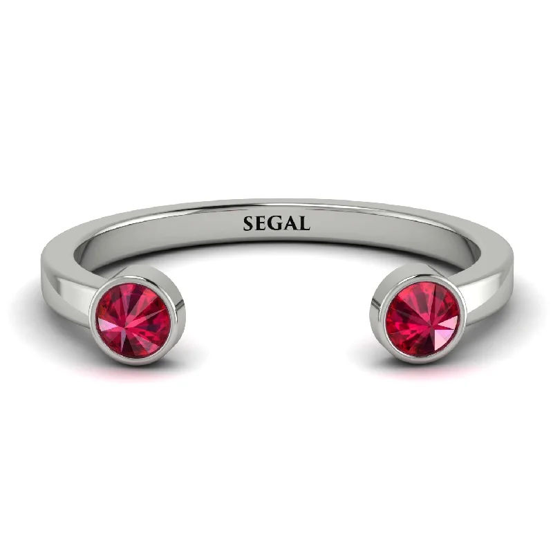 women's custom rings-Upside Down Diamond Open Ruby Ring - Melody No. 12