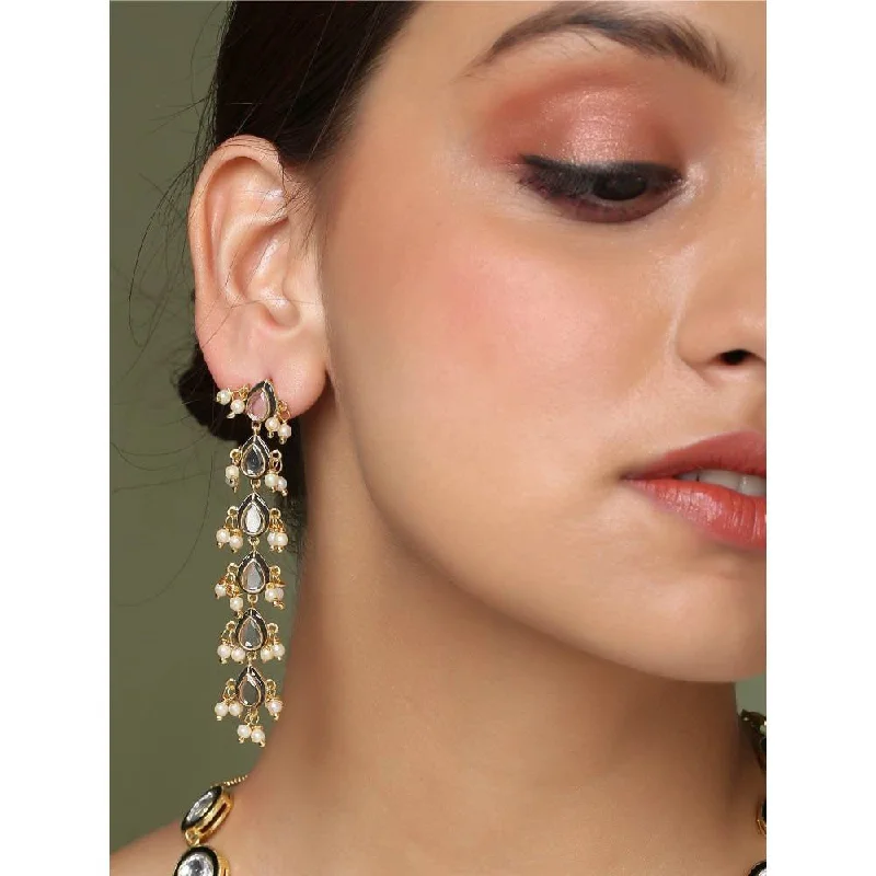 women's modern earrings-Zurooh Contemporary Polki Danglers With Enamel Detail