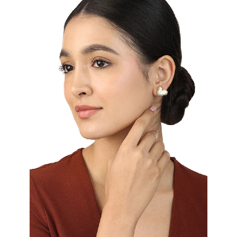 women's three-stone earrings-Isharya Essential Mirror Stud Earrings In 18Kt Gold Plated