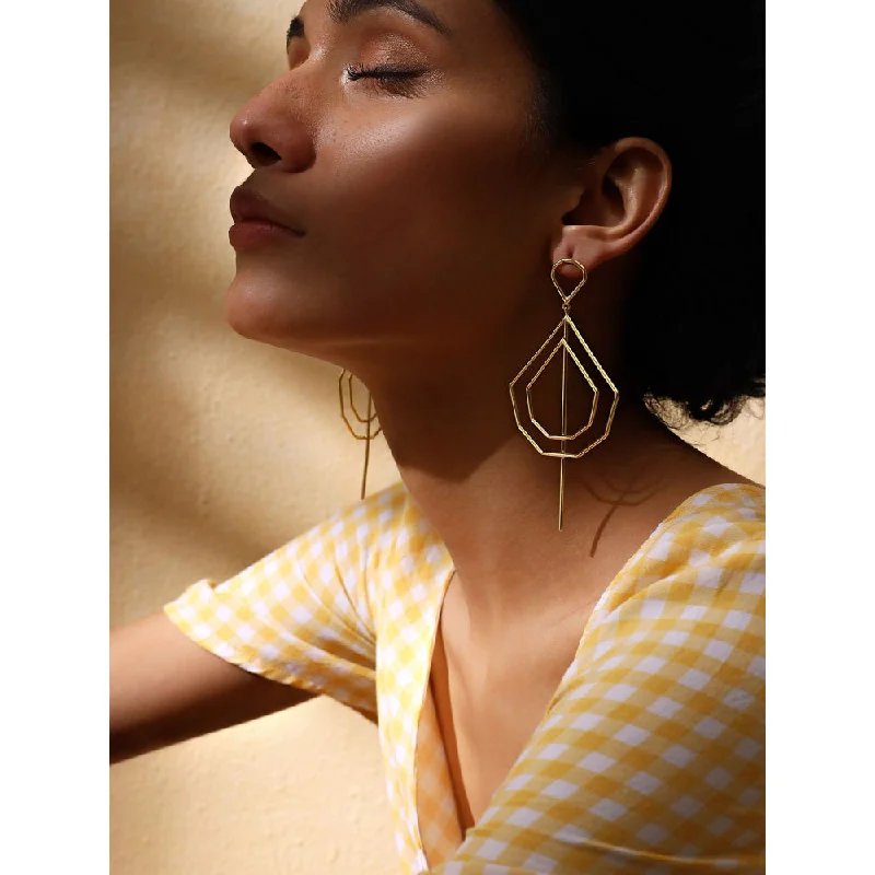 women's heart earrings-VARNIKA ARORA Rangy Golden Earrings