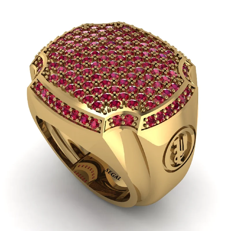 women's halo rings-Ruby Men Signet Ring - Carl No. 13