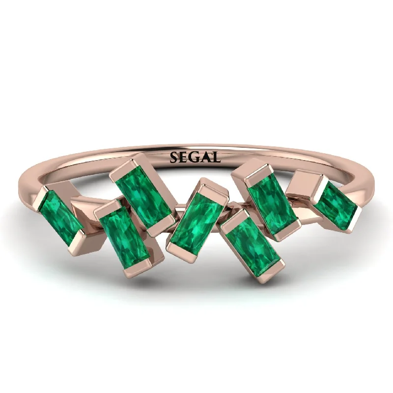 women's infinity rings-Thin Baguette Emerald Ring - Juliette No. 5