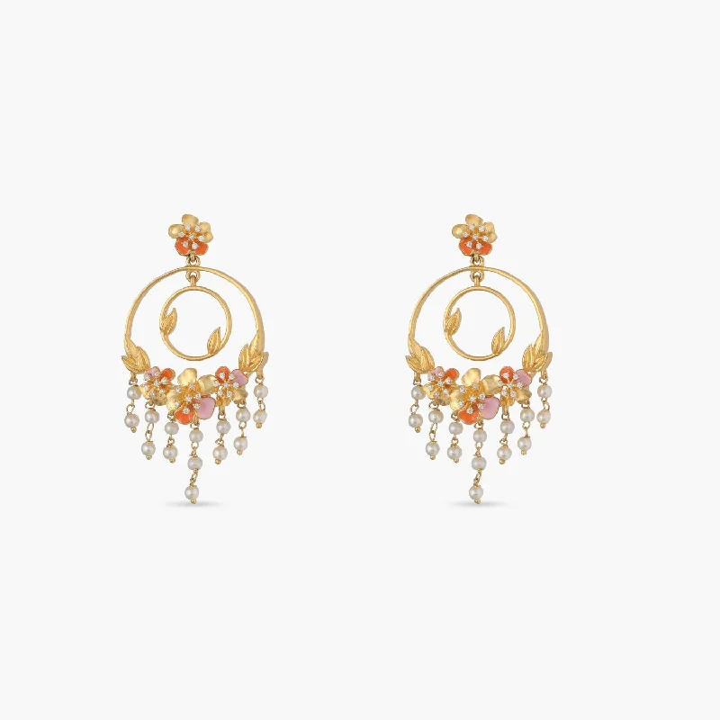 women's matching couple earrings-Jalaja Floral Statement Chandbali Earrings