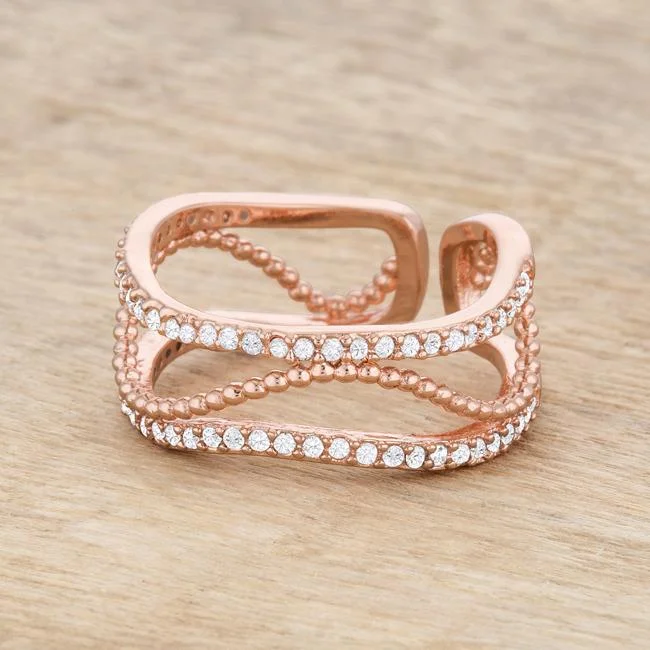 women's infinity love rings-Marina Rose Gold Abstract Cuff Ring | 0.5ct