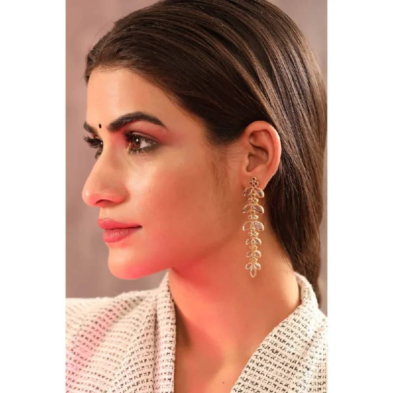 women's stud earrings-Zurooh 18K Gold Plated Elegant Polki Danglers