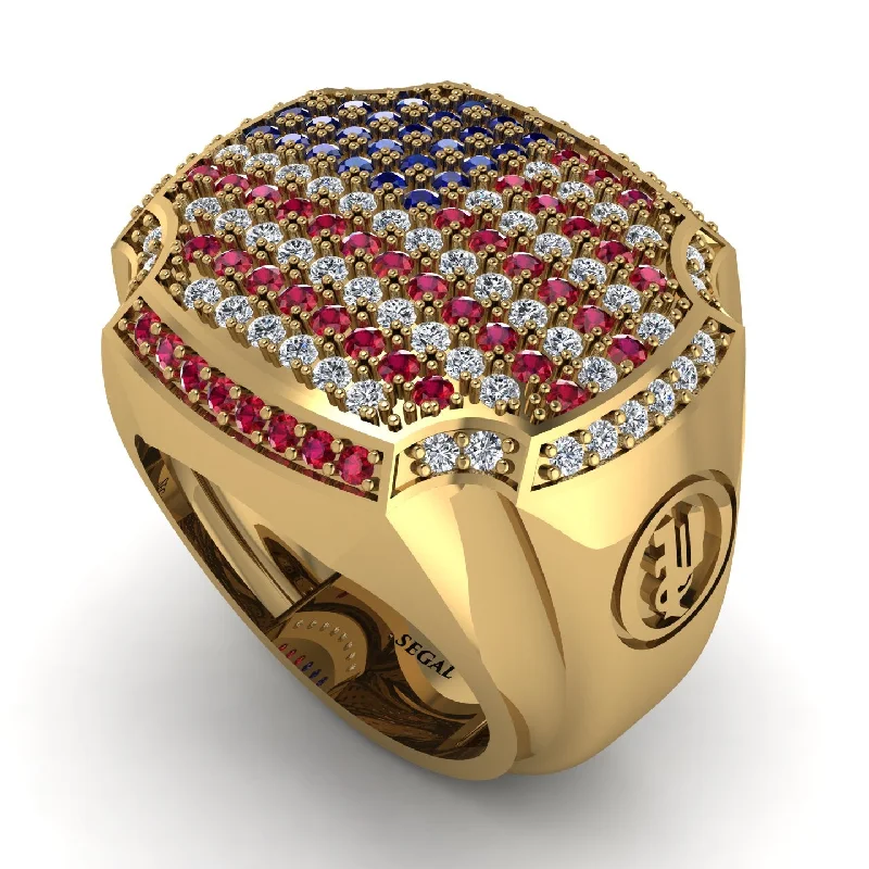 women's promise rings-American Flag Men Signet Ring - Carl No. 4