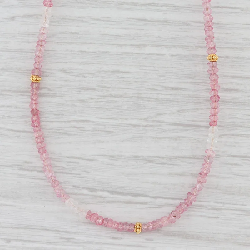 women's wishbone necklaces-New Nina Nguyen Long Harmony Pink Topaz Bead Necklace Sterling Gold Vermeil