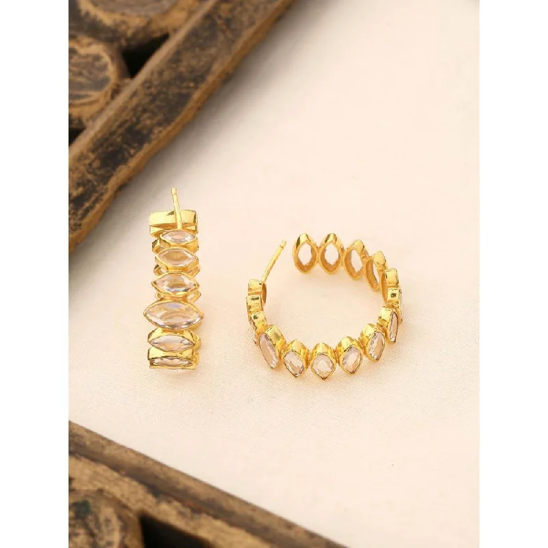 women's boho earrings-Zurooh Fusion Polki Hoops