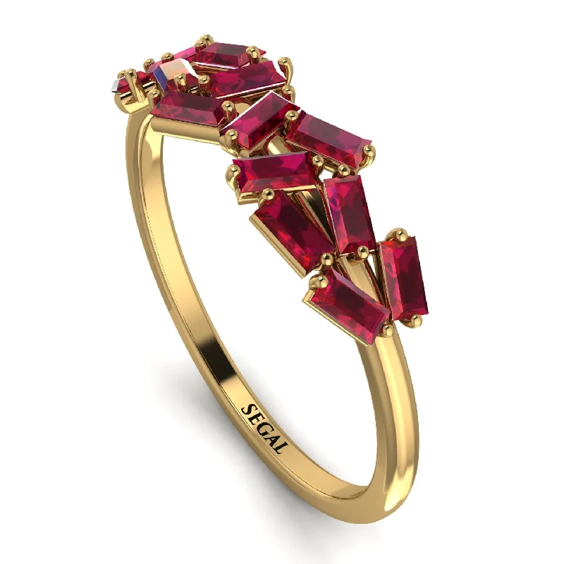 women's bold gold rings-Baguette Ruby Ring Mix - Athena No. 10