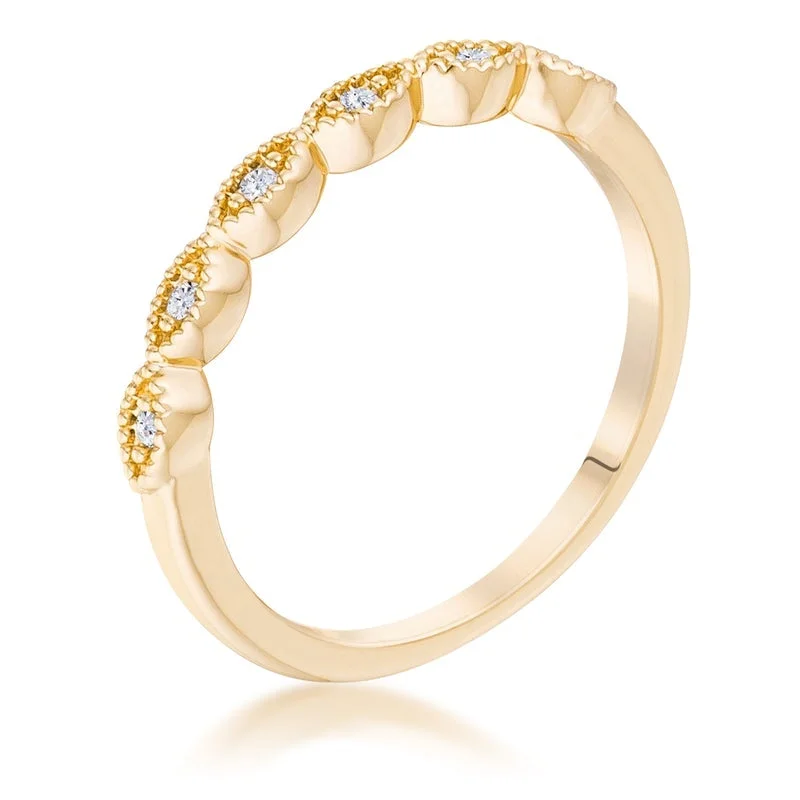 women's casual rings-Kasey Cubic Zirconia Gold Stackable Ring