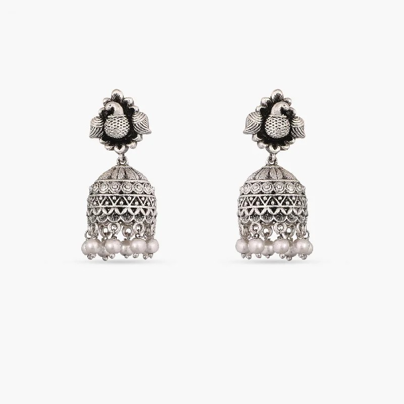 women's delicate earrings-Maati Jhumki Antique Oxidized Earrings