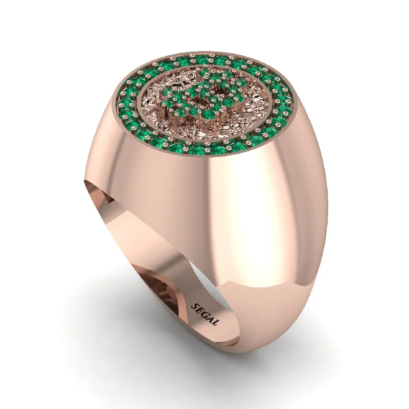 women's modern rings-Glamorous Emerald Bitcoin Ring - Dominic No. 14