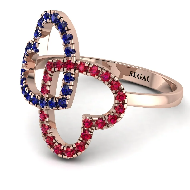 women's knot rings-Two Hearts Sapphire Ring - Selena No. 59