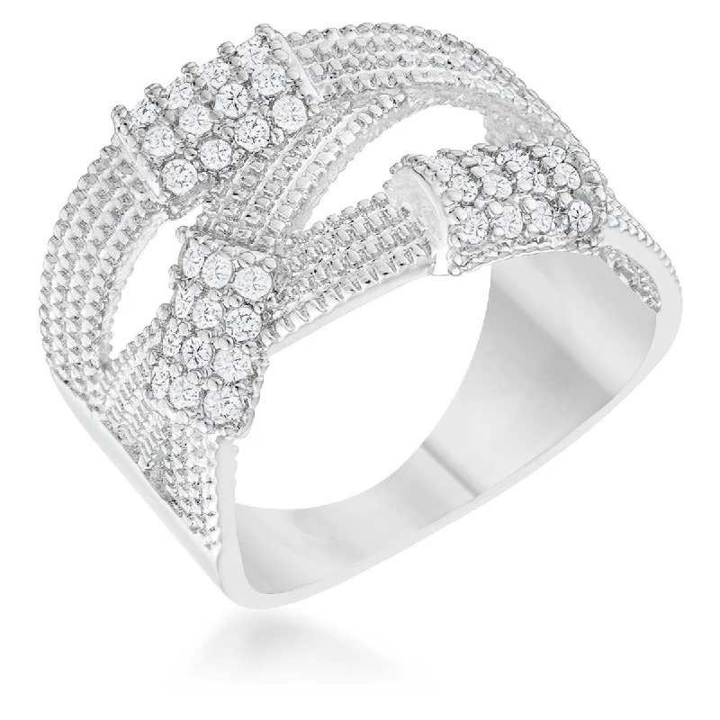 women's celestial planet rings-Peyton CZ Wide Cable Fashion Band Ring